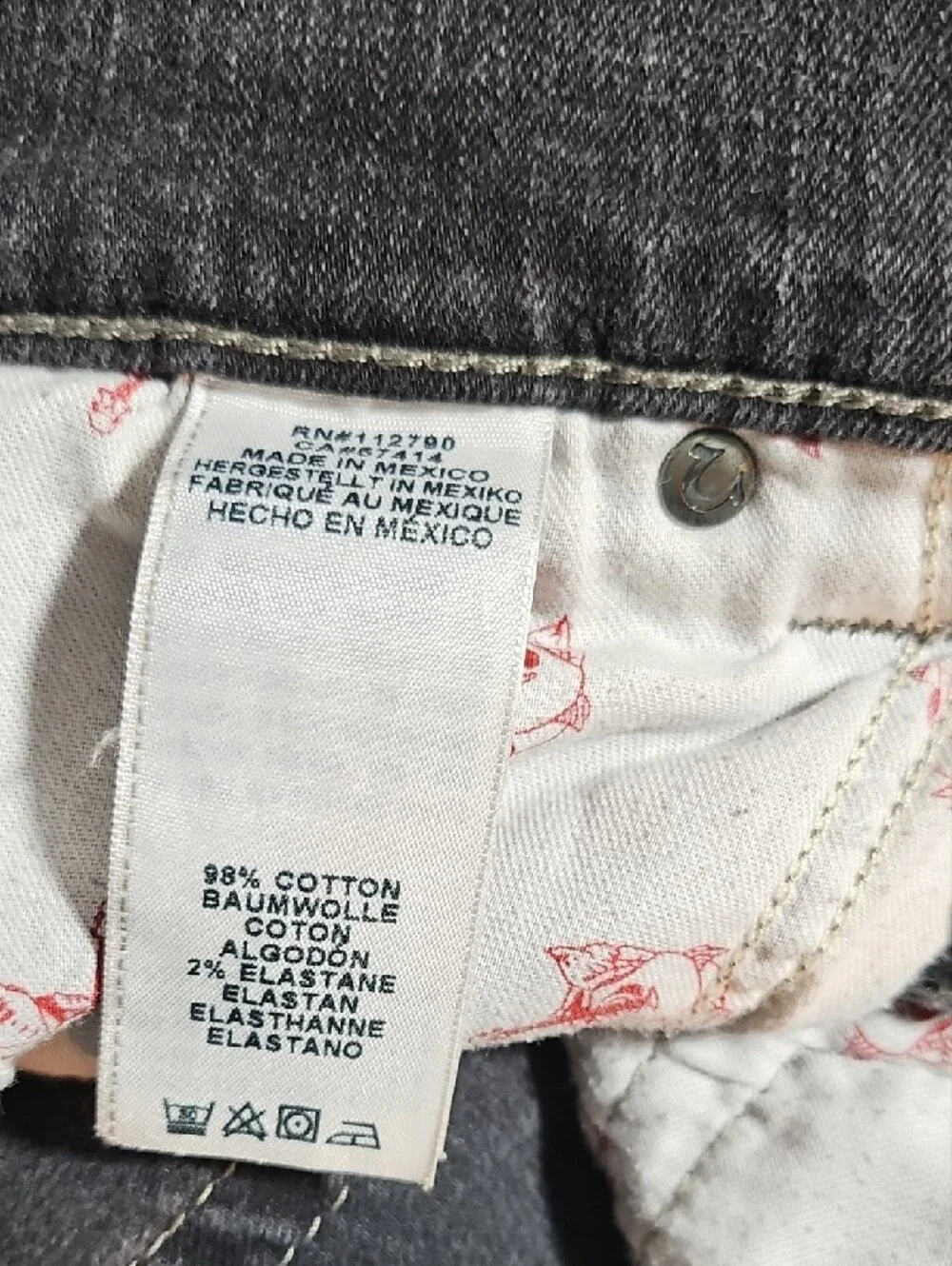 True Religion Men's Black Washed Slim Straight Jeans
